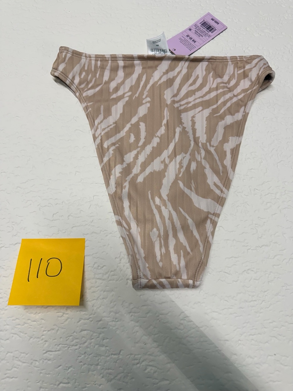 wild fable Beige and White Zebra-Print Bikini Bottom